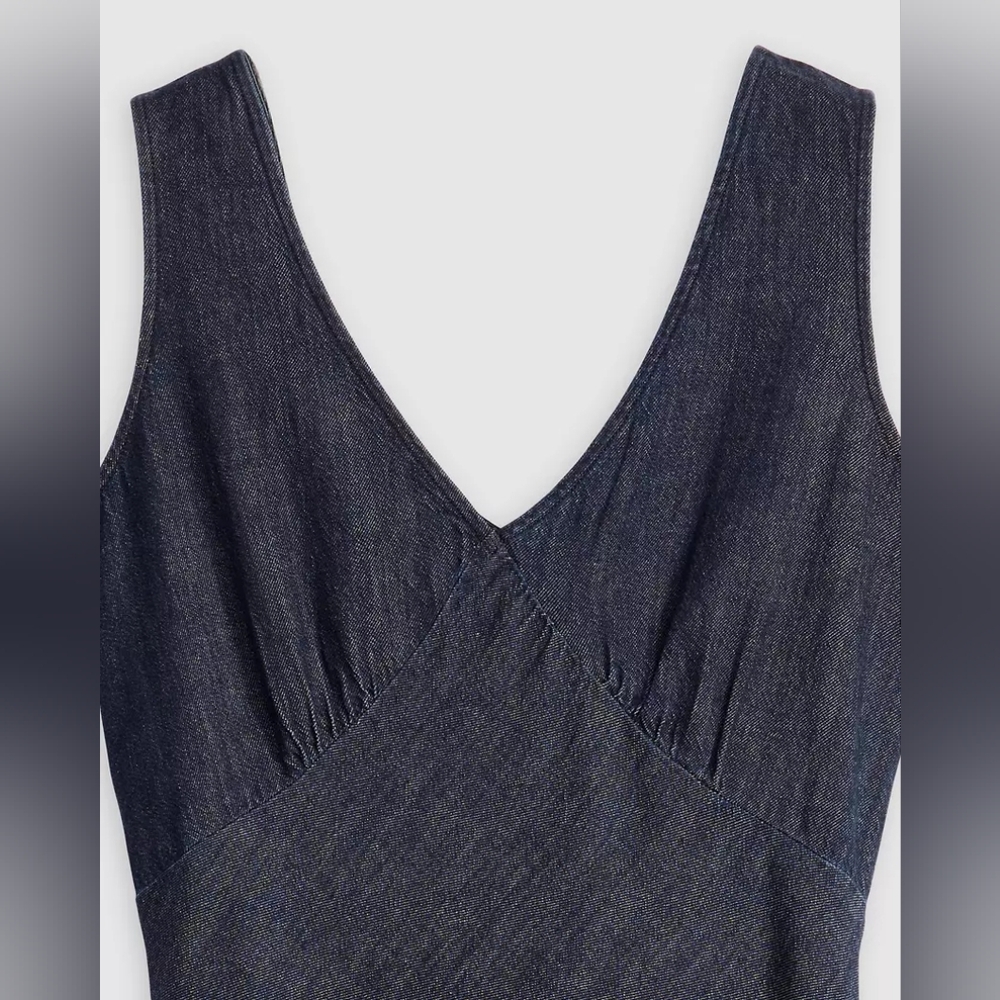 NWT Levi's Atalia Linen+ Denim Midi Slip Dress Dark Blue Size S - Picture 6 of 10